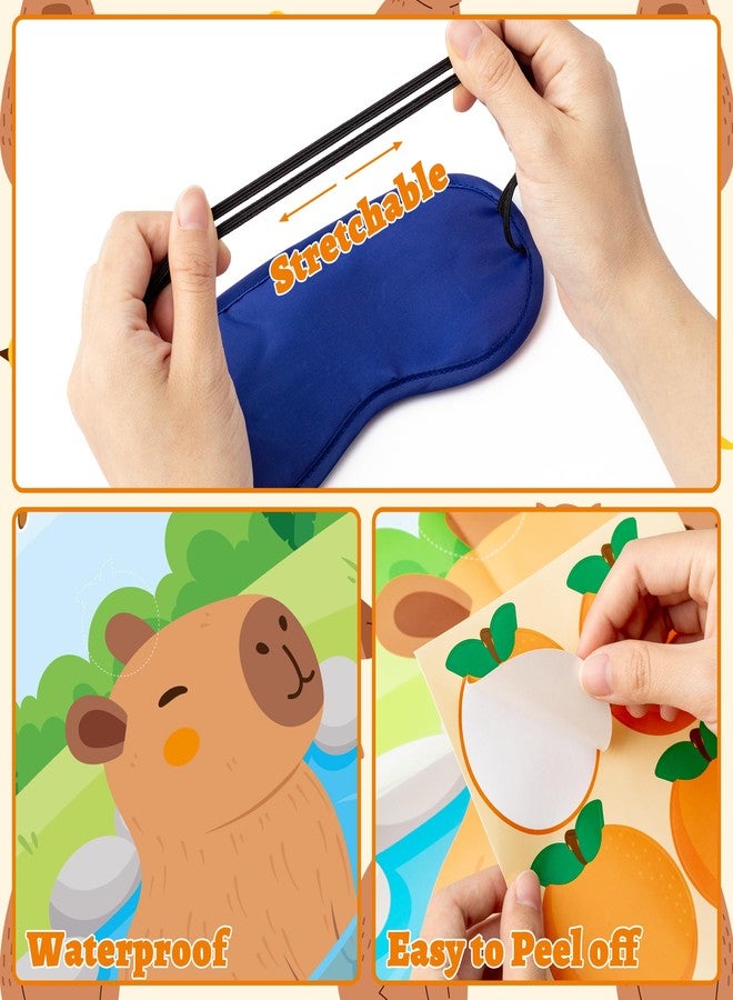 CY2SIDE Capybara Pin the Tail Games, Pin the Orange On the Capybara’s Head Party Sticker Games for Kids, Large Fun Animal Poster with 8 Sheet Orange Sticker for Kids Birthday Party Supplies Decoration - Image 3