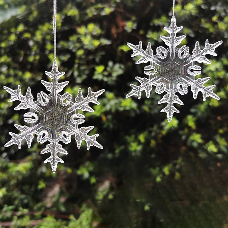 ccHuDE 20 Pcs Clear Acrylic Christmas Snowflake Decor Xmas Tree Hanging Ornaments Window Decoration Snow Theme Decoration 83mm - Image 2