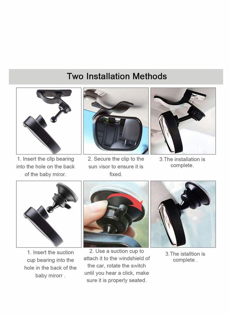 SYOSI Baby Car Mirror Baby Rearview Mirror Baby Car Seat Mirror Updated Version 360 ° Rotation Large Size undistorted for Baby Back Seat Child Seats - Image 2