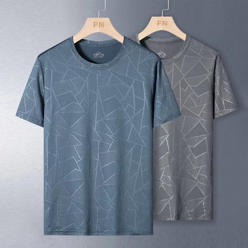 Ice Silk Casual Sports Short-Sleeved T-Shirt Men'S Summer Thin Breathable Mesh Trendy Brand Loose Half-Sleeved T-Shirt Clothes - Image 2