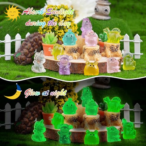 GALAOMA 200pcs Multicolor Mini Resin Animals Luminous Tiny Ducks Figures for Micro Fairy Garden Accessories Micro Landscape Ornaments DIY Mini Garden Outdoor Decor Dinosaur Rabbit Flamingo Owls Ocean Animal - Image 2