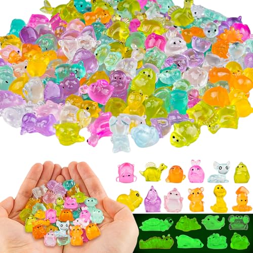 GALAOMA 200pcs Multicolor Mini Resin Animals Luminous Tiny Ducks Figures for Micro Fairy Garden Accessories Micro Landscape Ornaments DIY Mini Garden Outdoor Decor Dinosaur Rabbit Flamingo Owls Ocean Animal - Image 1