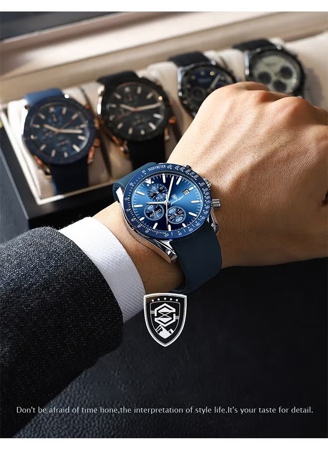 POEDAGAR Watches for Men Quartz Watch Leather Waterproof Chronograph Watch  - Image 5