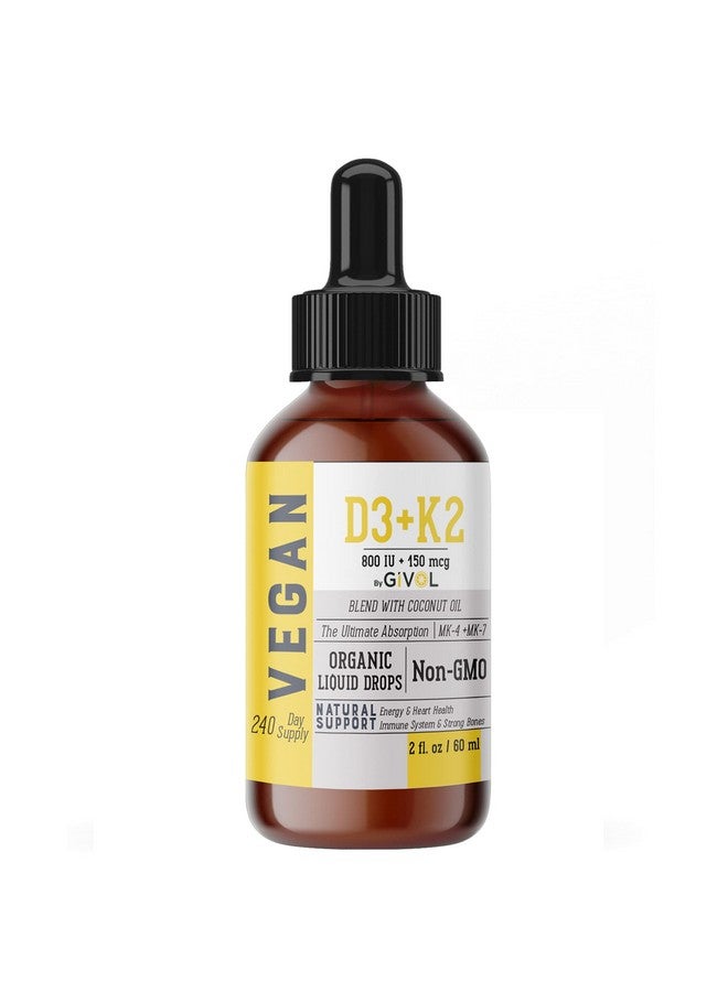 GIVOL Vitamin D3 K2 Organic Drops (As Lichen) +K2 (As Mk4 & Mk7) In Coconut Oil. Organic Plantbased Vegan Gluten Free Wheat Free Soy Free* Nongmo - Image 2