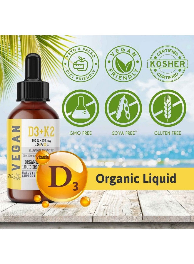 GIVOL Vitamin D3 K2 Organic Drops (As Lichen) +K2 (As Mk4 & Mk7) In Coconut Oil. Organic Plantbased Vegan Gluten Free Wheat Free Soy Free* Nongmo - Image 5