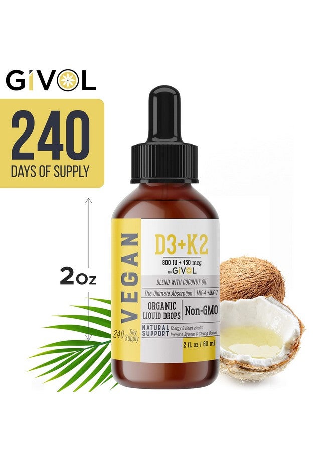 GIVOL Vitamin D3 K2 Organic Drops (As Lichen) +K2 (As Mk4 & Mk7) In Coconut Oil. Organic Plantbased Vegan Gluten Free Wheat Free Soy Free* Nongmo - Image 3