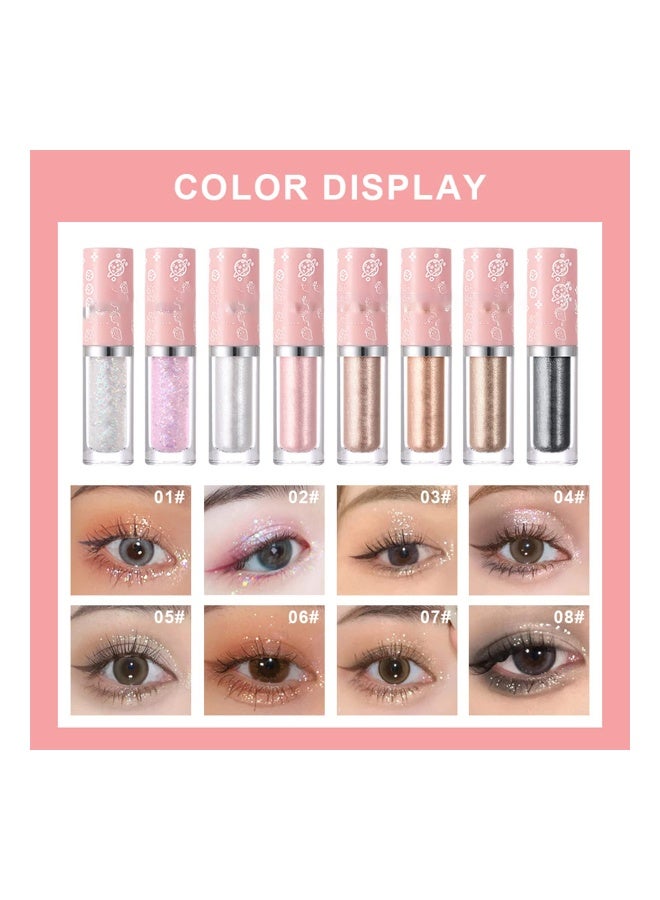 8PCS Liquid Glitter Eyeshadow Makeup, Shimmer Metallic Glitter Eye Shadow,Quick Drying, High Pigmented, Lightweight Glitter Glue for Creates Sparkly Crystals Eye Makeup Full of Girly Feeling - Image 3