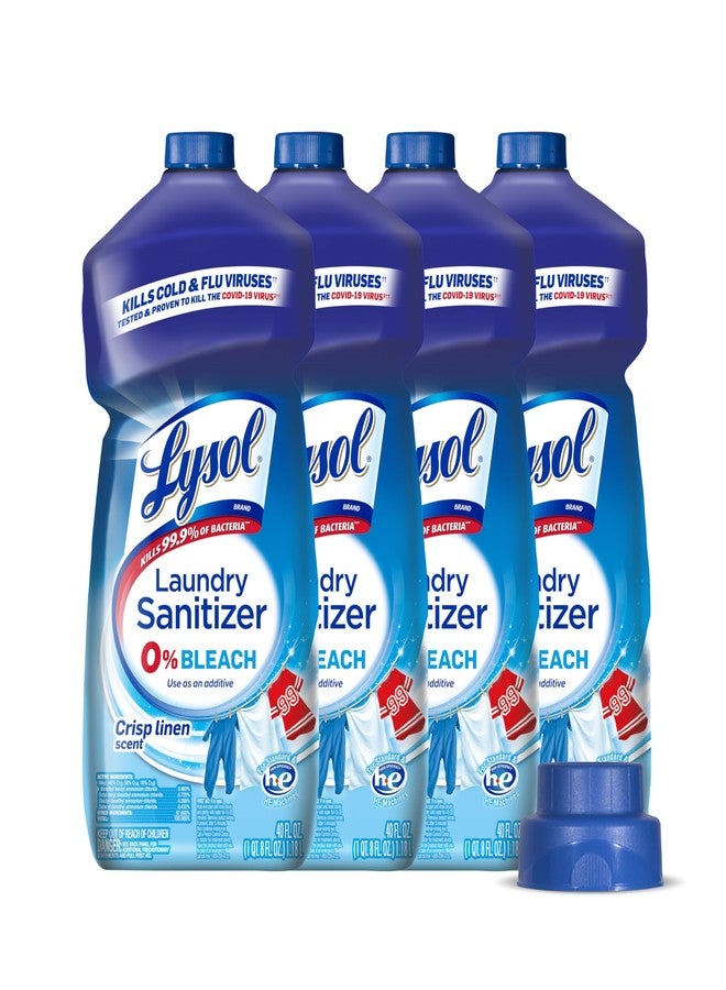 Lysol Disinfectant Laundry Sanitizer, Laundry Detergent Additive, Color Safe Bleach Alternative, Laundry Odor Eliminator, Kills Bacteria & Viruses, Crisp Linen Scent, 40 fl oz (pack of 4) - Image 1