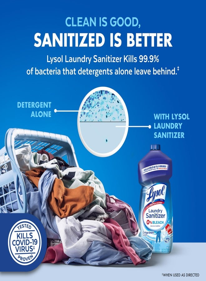 Lysol Disinfectant Laundry Sanitizer, Laundry Detergent Additive, Color Safe Bleach Alternative, Laundry Odor Eliminator, Kills Bacteria & Viruses, Crisp Linen Scent, 40 fl oz (pack of 4) - Image 3