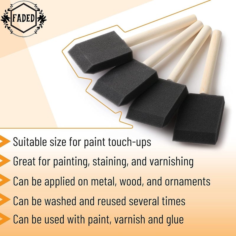 Faded 15 Piece Sponge Brush Combo Set – Assorted Foam Brushes for Painting, Art & Craft Projects | Ideal for Acrylic, Watercolor, DIY Crafts, School Activities & Home Decor - Image 5