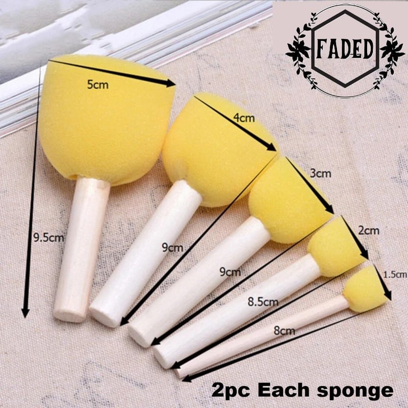 Faded 15 Piece Sponge Brush Combo Set – Assorted Foam Brushes for Painting, Art & Craft Projects | Ideal for Acrylic, Watercolor, DIY Crafts, School Activities & Home Decor - Image 3