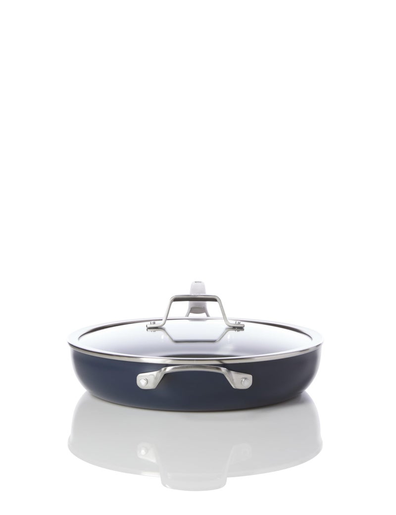 CalphalonÂ® Premier Ceramic Nonstick 12" Frying Pan with Lid, Midnight Blue - Image 4