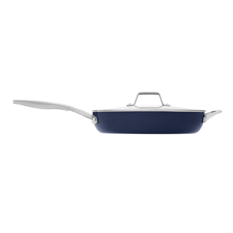 CalphalonÂ® Premier Ceramic Nonstick 12" Frying Pan with Lid, Midnight Blue - Image 1