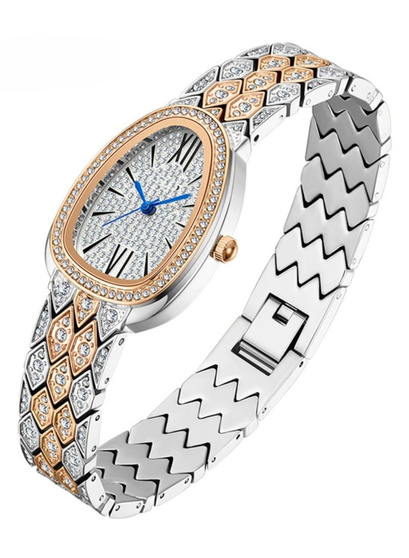 Snake full diamonds diamond-shaped copper band women's quartz watches  - Image 1