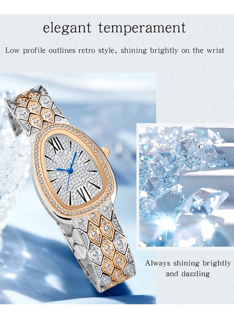 Snake full diamonds diamond-shaped copper band women's quartz watches  - Image 5