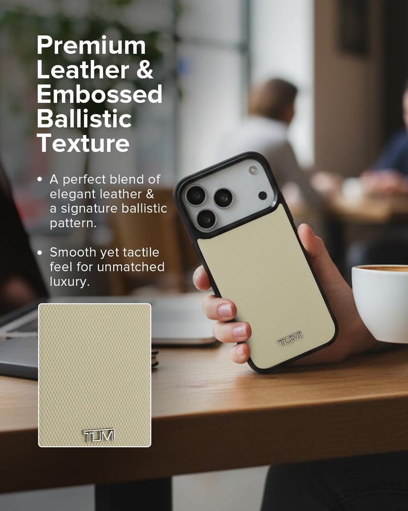 CG MOBILE TUMI [Official Licensed], Protective Case Designed for iPhone 17 Pro Max | Mag-Safe Compatible |Leather Hard Case Embossed Balistic Pattern -Khaki - Image 3