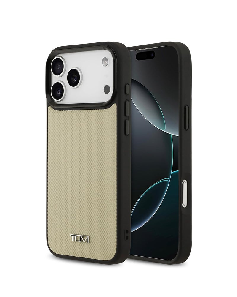 CG MOBILE TUMI [Official Licensed], Protective Case Designed for iPhone 17 Pro Max | Mag-Safe Compatible |Leather Hard Case Embossed Balistic Pattern -Khaki - Image 1