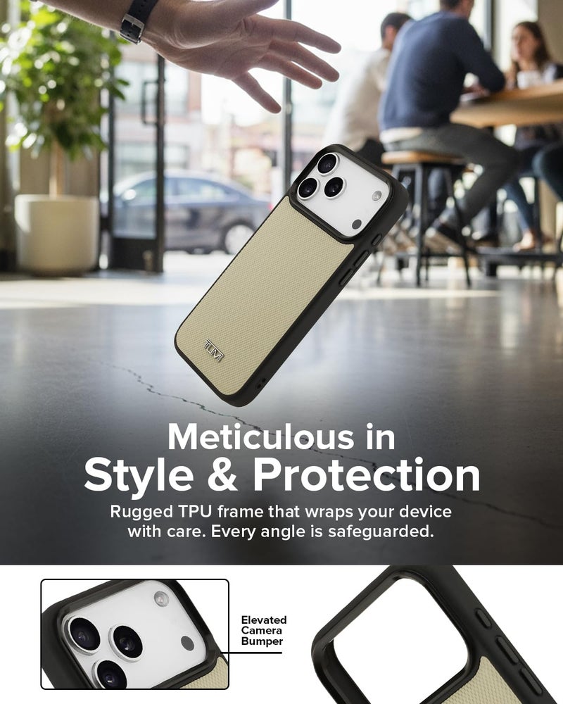 CG MOBILE TUMI [Official Licensed], Protective Case Designed for iPhone 17 Pro Max | Mag-Safe Compatible |Leather Hard Case Embossed Balistic Pattern -Khaki - Image 5