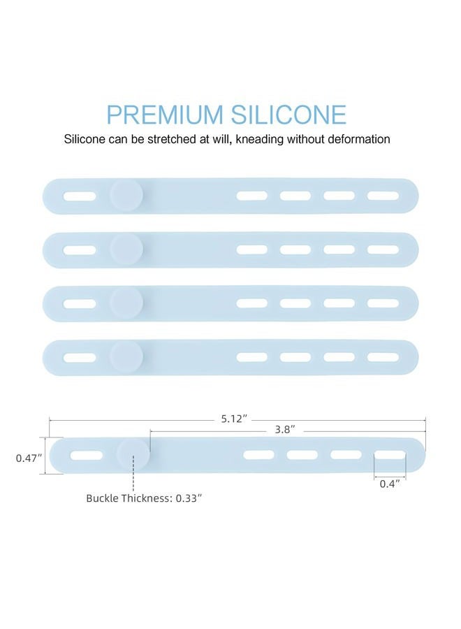 Donruby 24Pcs Silicone Cable Ties - Reusable, Washable Cable Management Ties with Locking Buckle Design, Adjustable Fastening Cable Strap Ties, Multi-Purpose High Elasticity Cord Organizer (Ice Blue) - Image 2