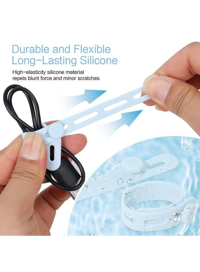 Donruby 24Pcs Silicone Cable Ties - Reusable, Washable Cable Management Ties with Locking Buckle Design, Adjustable Fastening Cable Strap Ties, Multi-Purpose High Elasticity Cord Organizer (Ice Blue) - Image 4