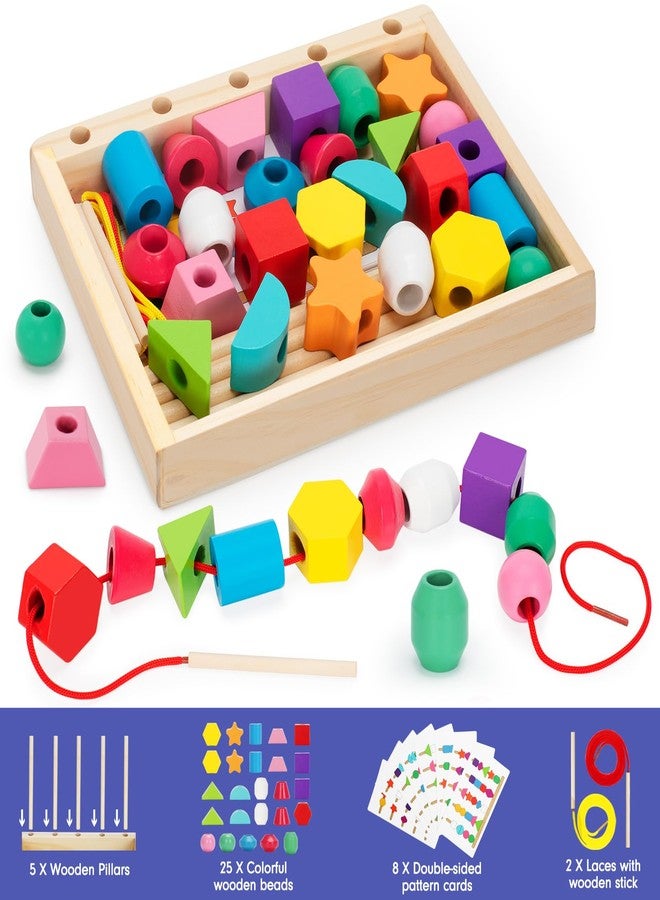 TooyBing Montessori Wooden Lacing Beads Toys for 3 4 Year Old Toddler Kids, Sequencing & Stacking Block Toy with Storage Box, STEM Preschool Learning Toys, Christmas Birthday Gifts for Boys Girls - Image 2
