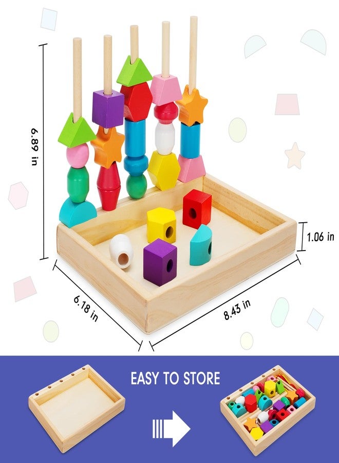 TooyBing Montessori Wooden Lacing Beads Toys for 3 4 Year Old Toddler Kids, Sequencing & Stacking Block Toy with Storage Box, STEM Preschool Learning Toys, Christmas Birthday Gifts for Boys Girls - Image 5