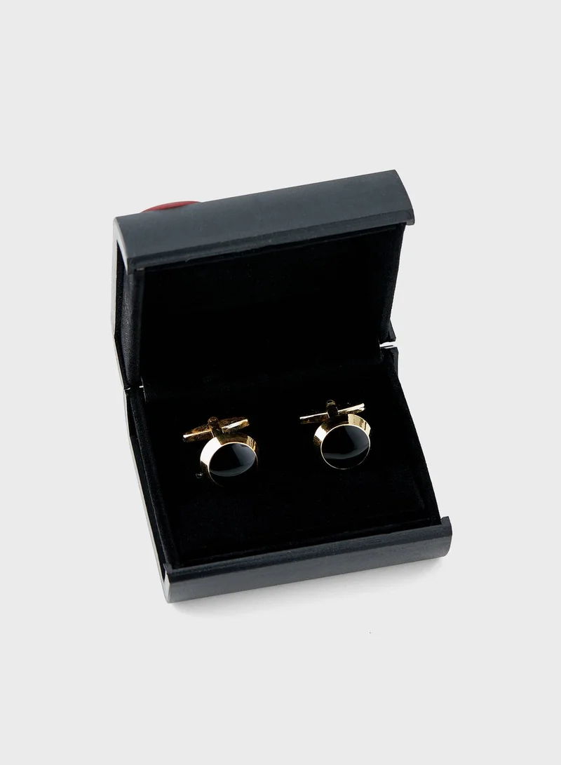 Robert Wood Circular Cuff Link In Gift Box