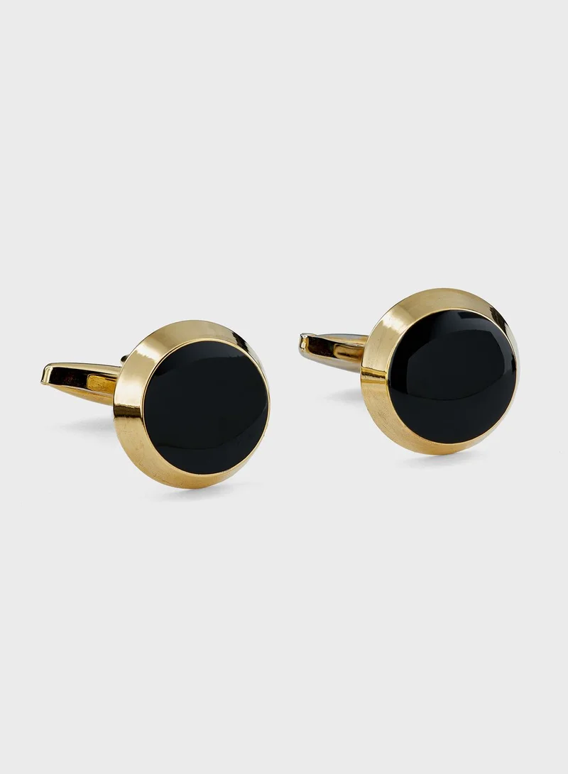 Robert Wood Circular Cuff Link In Gift Box