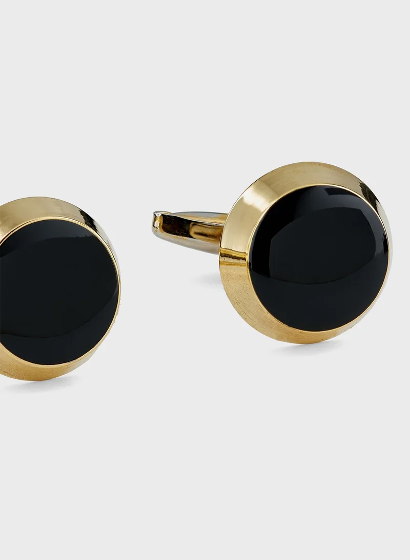 Robert Wood Circular Cuff Link In Gift Box