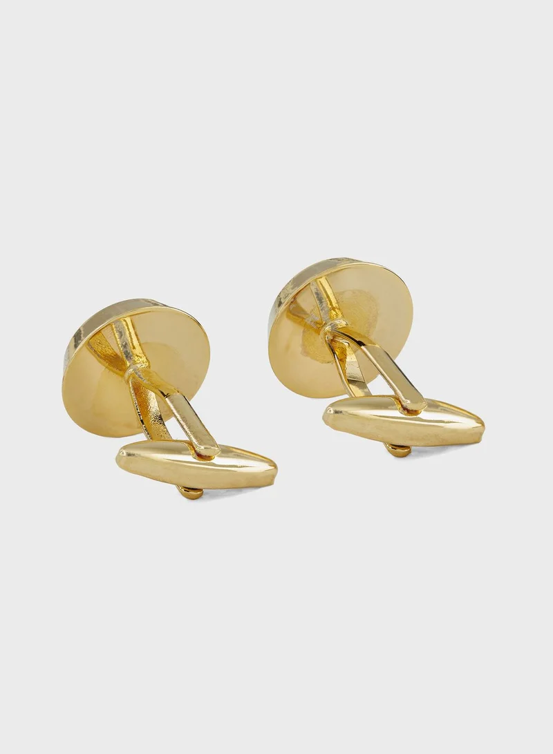 Robert Wood Circular Cuff Link In Gift Box