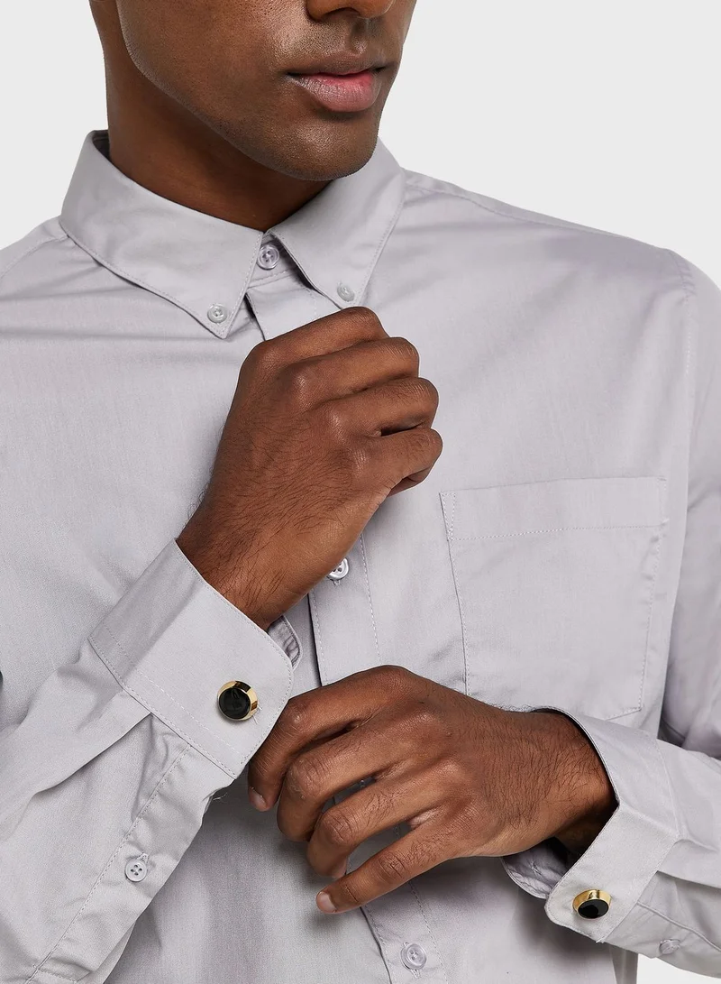Robert Wood Circular Cuff Link In Gift Box