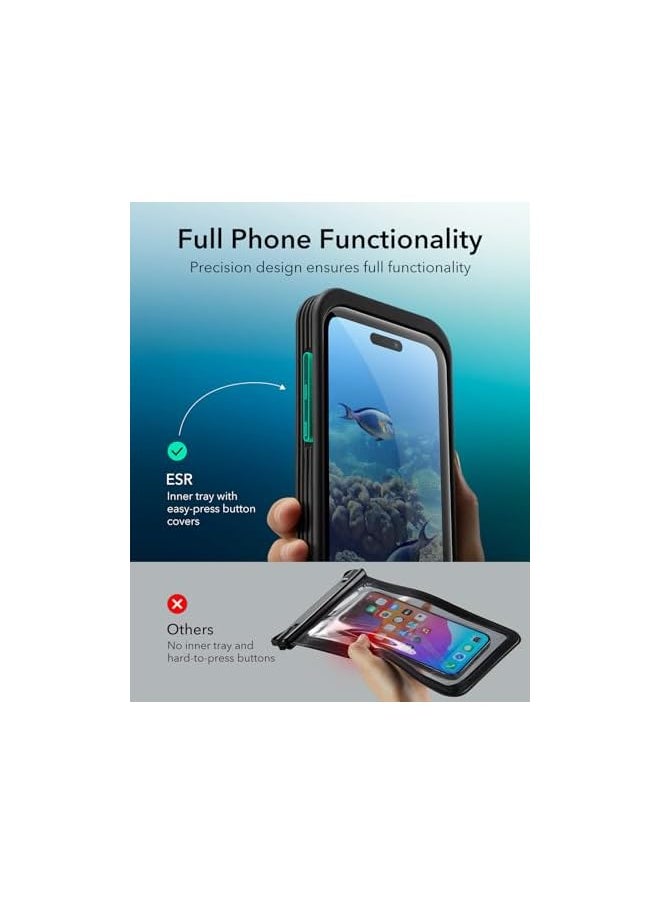 ESR - ESR Waterproof Phone Pouch for iPhone 15 Pro Max /14 Pro Max, Underwater Touch Sensitivity, IPX8 Floating Waterproof Cellphone Case with Lanyard, Dry Bag for Snorkeling, Black - Image 1