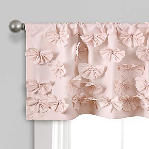 Lush Decor Riley Window Valance - Charming Handmade Bow Details - Elegant Light Filtering Single Panel- 54" W x 18" L , Blush - Image 2