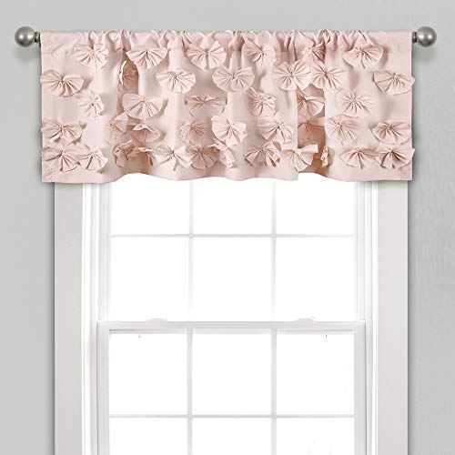 Lush Decor Riley Window Valance - Charming Handmade Bow Details - Elegant Light Filtering Single Panel- 54" W x 18" L , Blush - Image 5