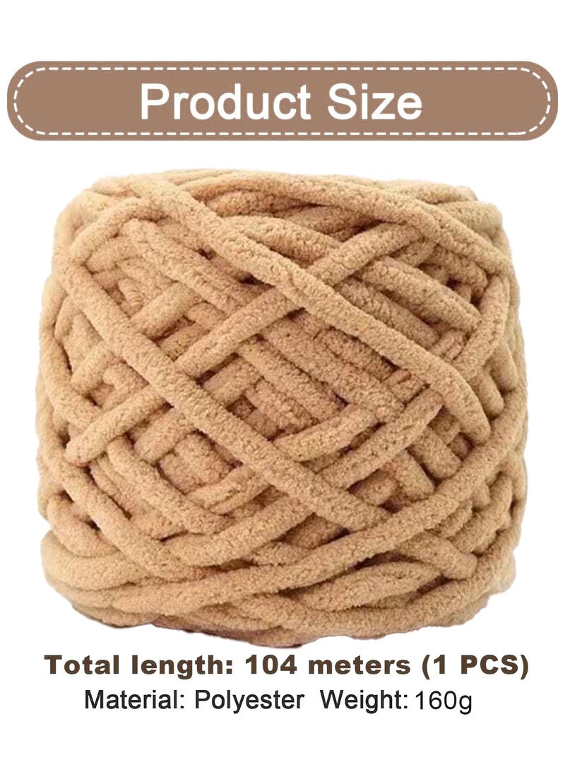 MileMelo 2-Piece Knitting Wool Yarn,Knitting Yarn Coarse Yarn for Crochet, Soft Chunky Yarn for Projects Making Plush Balls Handmade Bags Sweaters Shoes Hats Blankets Scarves Brown  - Image 2