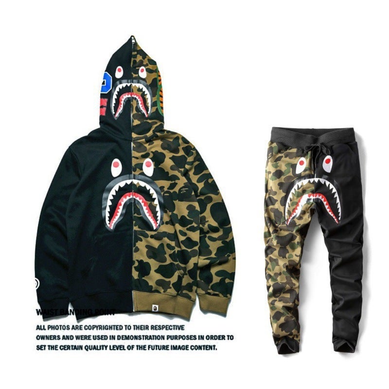 2023 Fashion Shark Hoodie Digital Print Couples Sweatshirt bape012 - Image 3