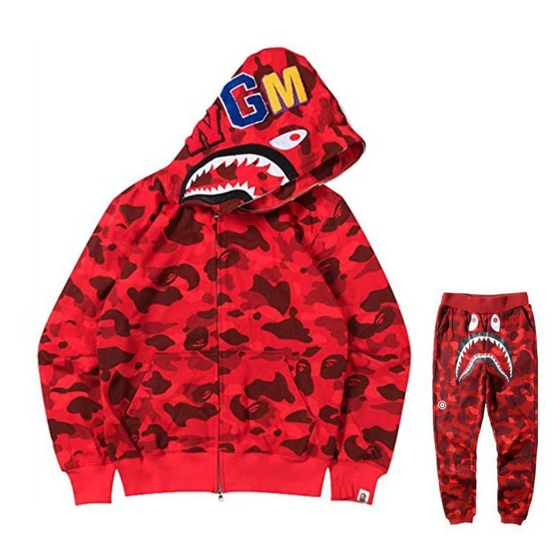 2023 Fashion Shark Hoodie Digital Print Couples Sweatshirt bape012 - Image 2