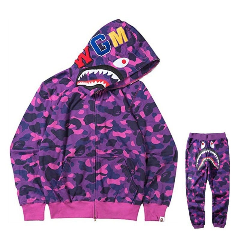 2023 Fashion Shark Hoodie Digital Print Couples Sweatshirt bape012 - Image 5