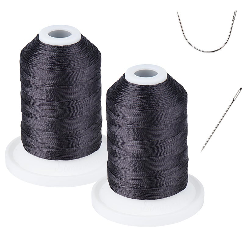 UV Resistant Heavy Duty Outdoor Thread for Hand or Machine Sewing Simthread 100 Polyester Bonded Thread Tex 69 12wt 250 Yards x 2 Spools NPBlack