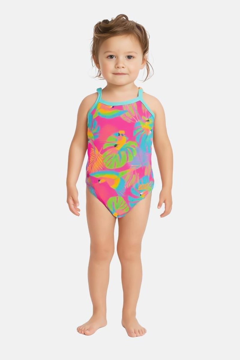 ZOGGS Toddlers Girl Allover Print Sleeveless One Piece Swimsuit, Multicolor - Image 1