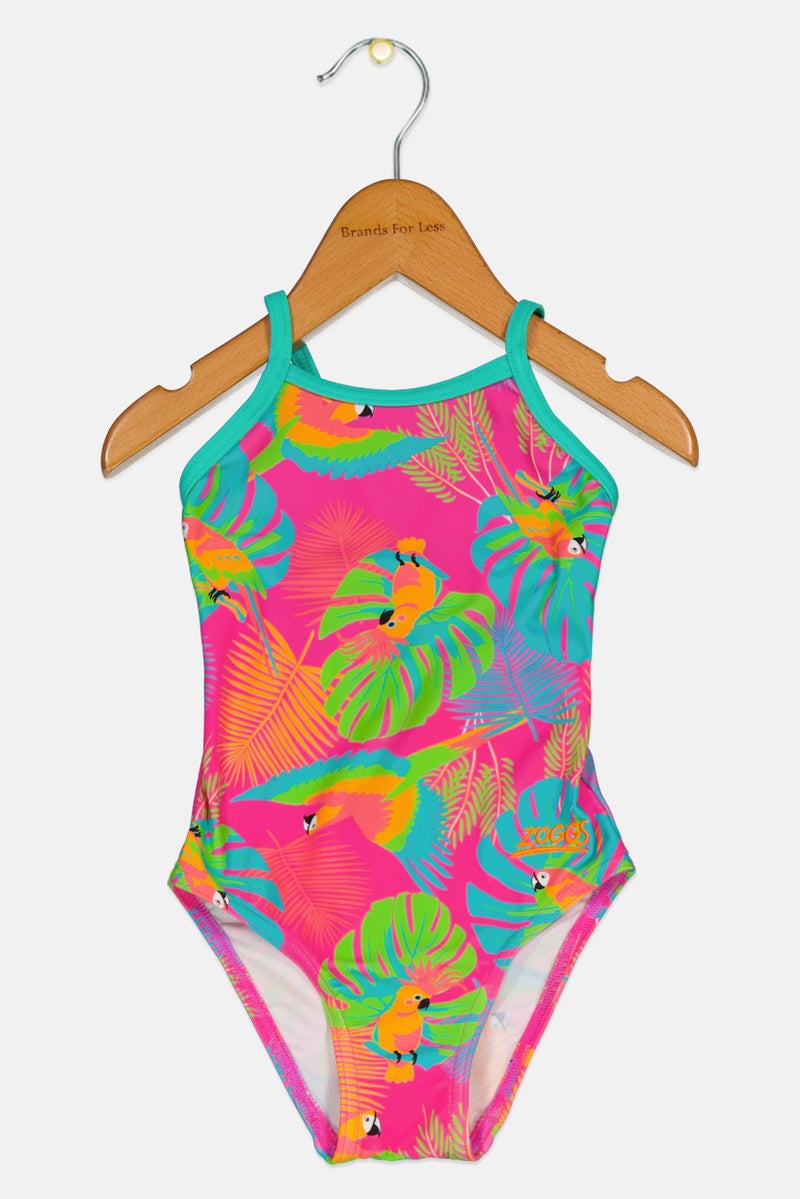 ZOGGS Toddlers Girl Allover Print Sleeveless One Piece Swimsuit, Multicolor - Image 2