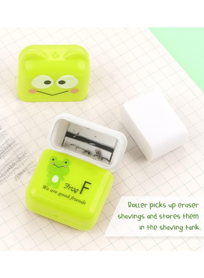 6 Pieces Erasers Roller Erasers Portable Cube Pencil Flexible Rubber Cute Animal Durable Soft Eraser Gift Eraser With Roller Cases For School, Office, Kids - Image 3