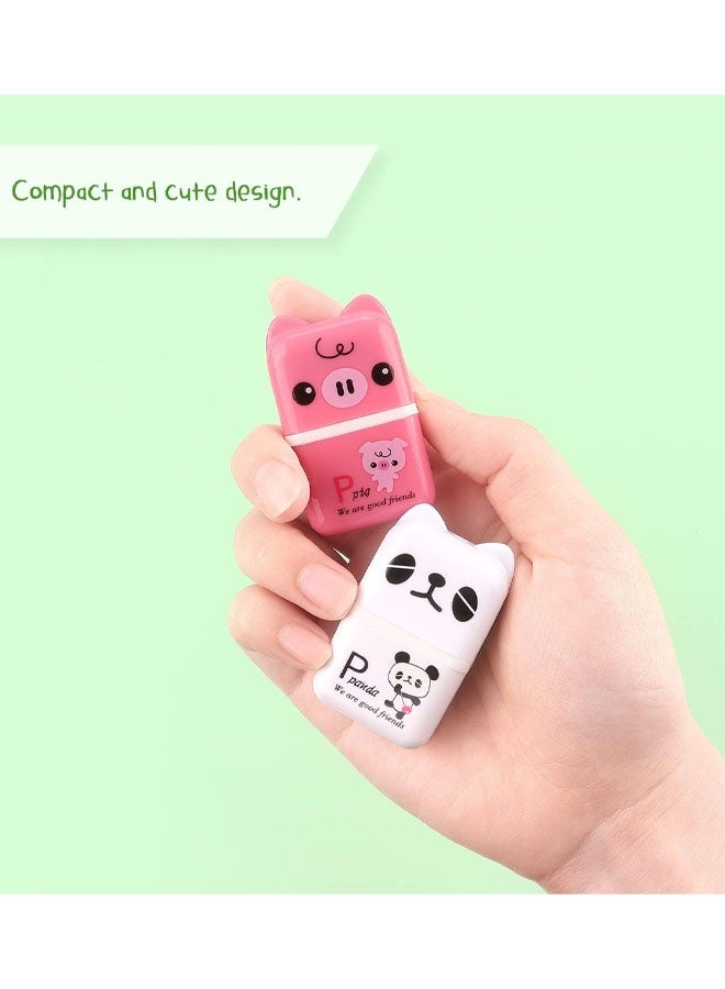 6 Pieces Erasers Roller Erasers Portable Cube Pencil Flexible Rubber Cute Animal Durable Soft Eraser Gift Eraser With Roller Cases For School, Office, Kids - Image 5