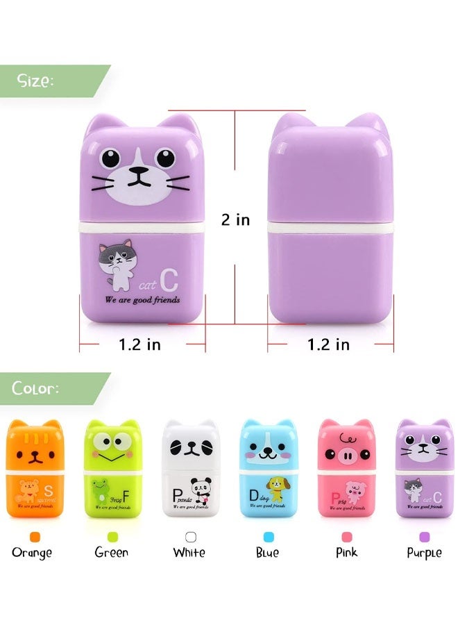 6 Pieces Erasers Roller Erasers Portable Cube Pencil Flexible Rubber Cute Animal Durable Soft Eraser Gift Eraser With Roller Cases For School, Office, Kids - Image 2
