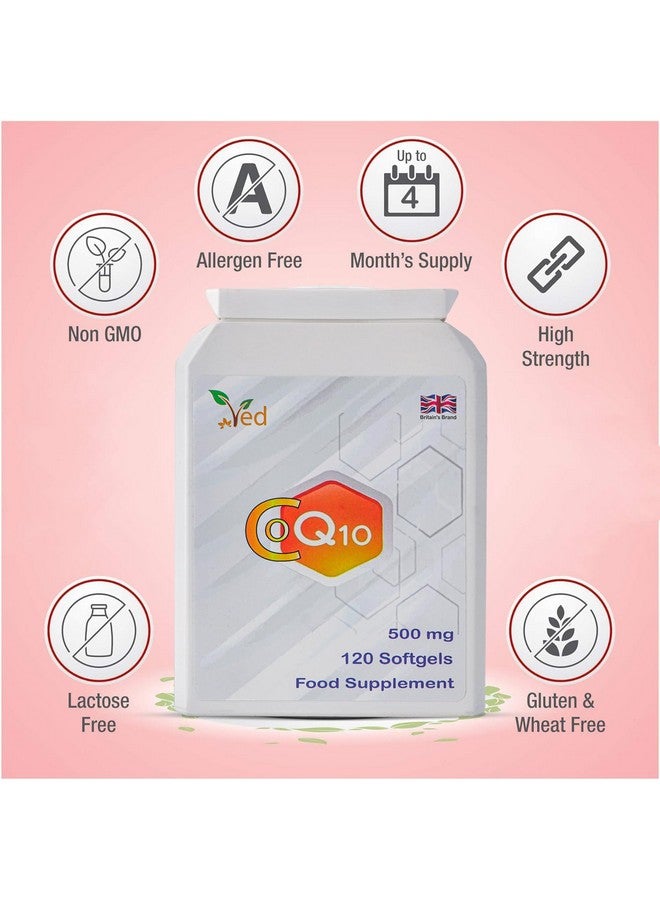 VED CoQ10 500mg | Co Enzyme Q10 | Highest Strength | Naturally Fermented Ubiquinone Coenzyme | Superior Natural Formula | 500mg 120 Softgels| 4 Months Supply - Image 2