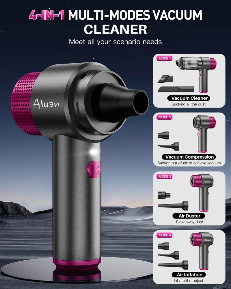 Aluan Portable Handheld Vacuum Cleaner 15000Pa Strong Suction, Wireless Cordless 2 in 1 Blower & Vacuum, Easy Cleaning for Home, Office, Sofa, Mattress, Keyboard & Travel Use - Image 2