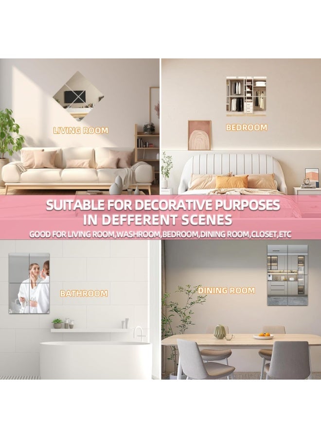 SLASA Pack of 8 Flexible Self-Adhesive Acrylic Mirrors – 2mm Thick Frameless Wall Mirror Tiles – 20x20 cm – DIY Wall Décor for Home, Gym, Door & More - Image 5