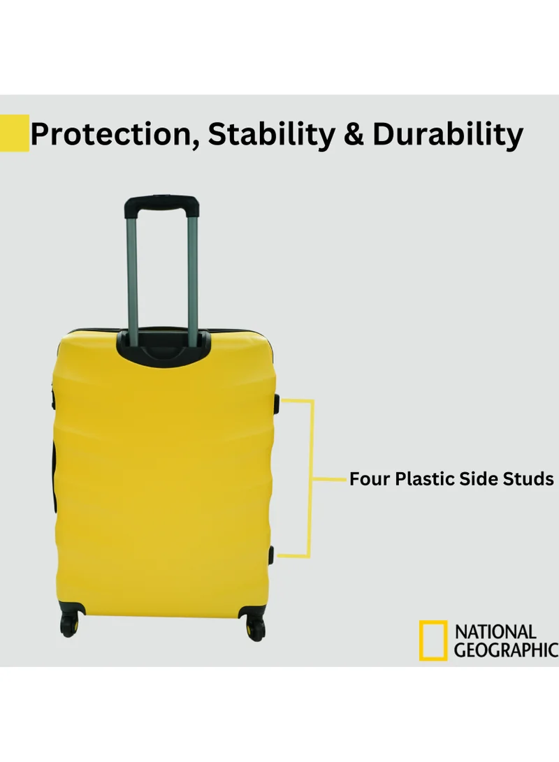 NATIONAL GEOGRAPHIC National Geographic Arete ABS Hard Case Suitcase Set Yellow, Durable Lightweight Travel Luggage, 4 Wheel 3pcs Trolley Bag with TSA Combination Lock (20+24+28 Inch).