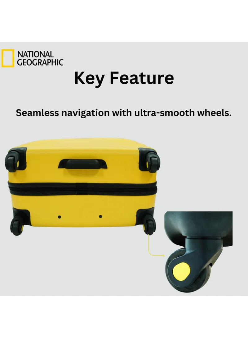 NATIONAL GEOGRAPHIC National Geographic Arete ABS Hard Case Suitcase Set Yellow, Durable Lightweight Travel Luggage, 4 Wheel 3pcs Trolley Bag with TSA Combination Lock (20+24+28 Inch).