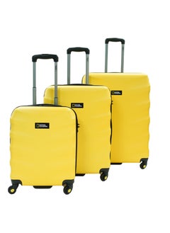 NATIONAL GEOGRAPHIC National Geographic Arete ABS Hard Case Suitcase Set Yellow, Durable Lightweight Travel Luggage, 4 Wheel 3pcs Trolley Bag with TSA Combination Lock (20+24+28 Inch).  - Image 1